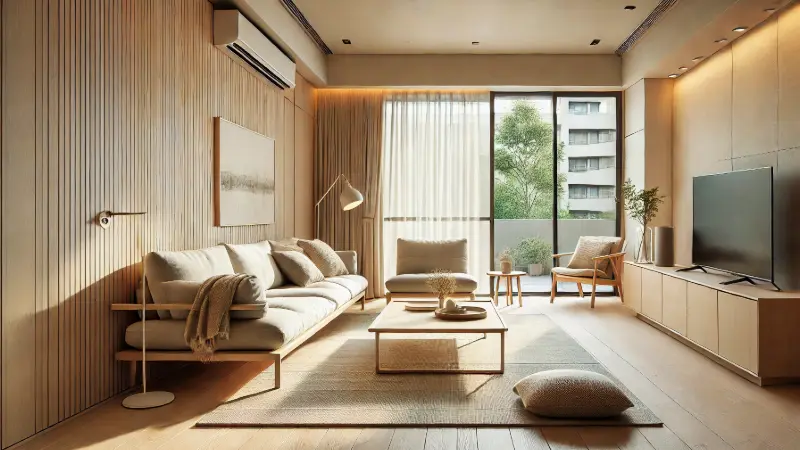 北欧ナチュラルスタイルの無垢フローリング空間