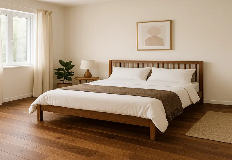 ウォールナット無垢フローリング施工事例 寝室イメージ